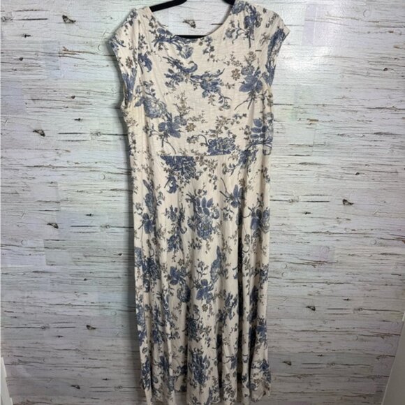 Chaps Dresses & Skirts - Ralph Lauren Chaps Floral Dress maxi cream size large blue